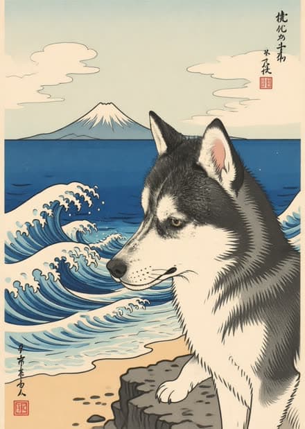 Jouw foto als ukiyo-e houtsnede — Hokusai Coast