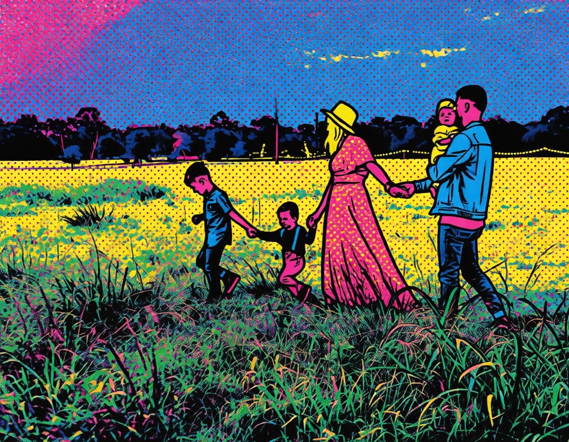 Pop Art — moeder met kinderen