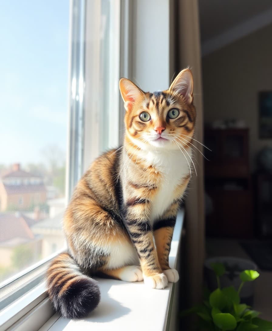 Kat op de vensterbank