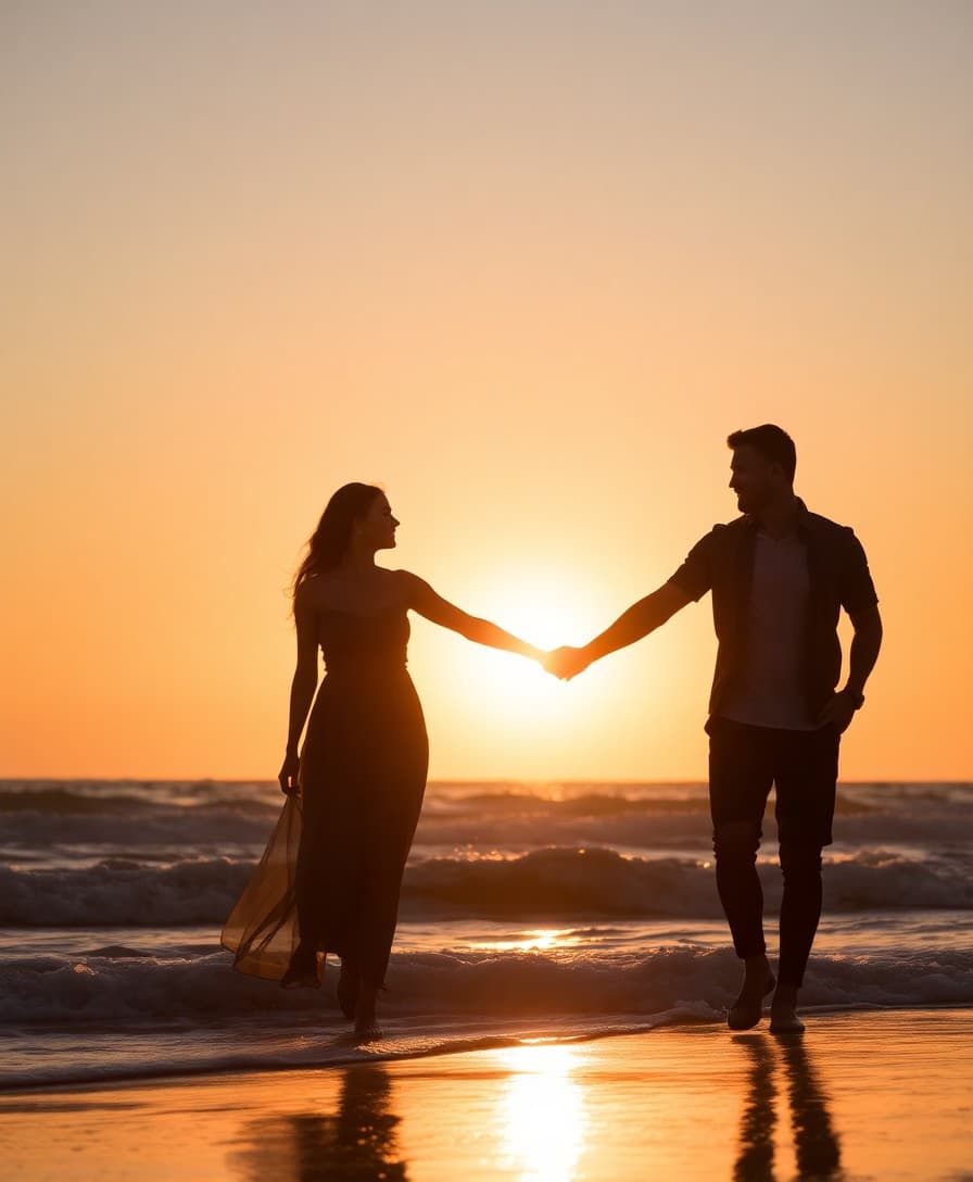 Koppel bij zonsondergang — uploadfoto