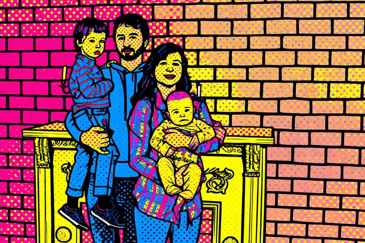 Familie in Pop Art stijl