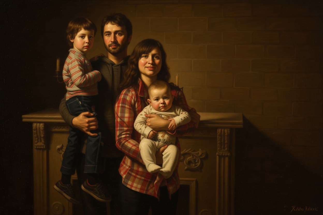 Kunstwerk — Familiefoto als Renaissance-meesterwerk