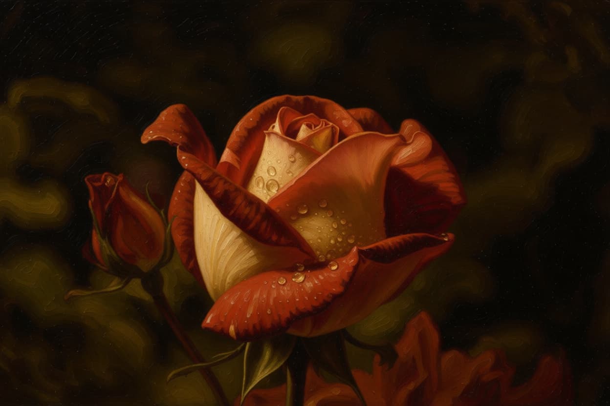 Bloemen in Renaissance Olieverf stijl