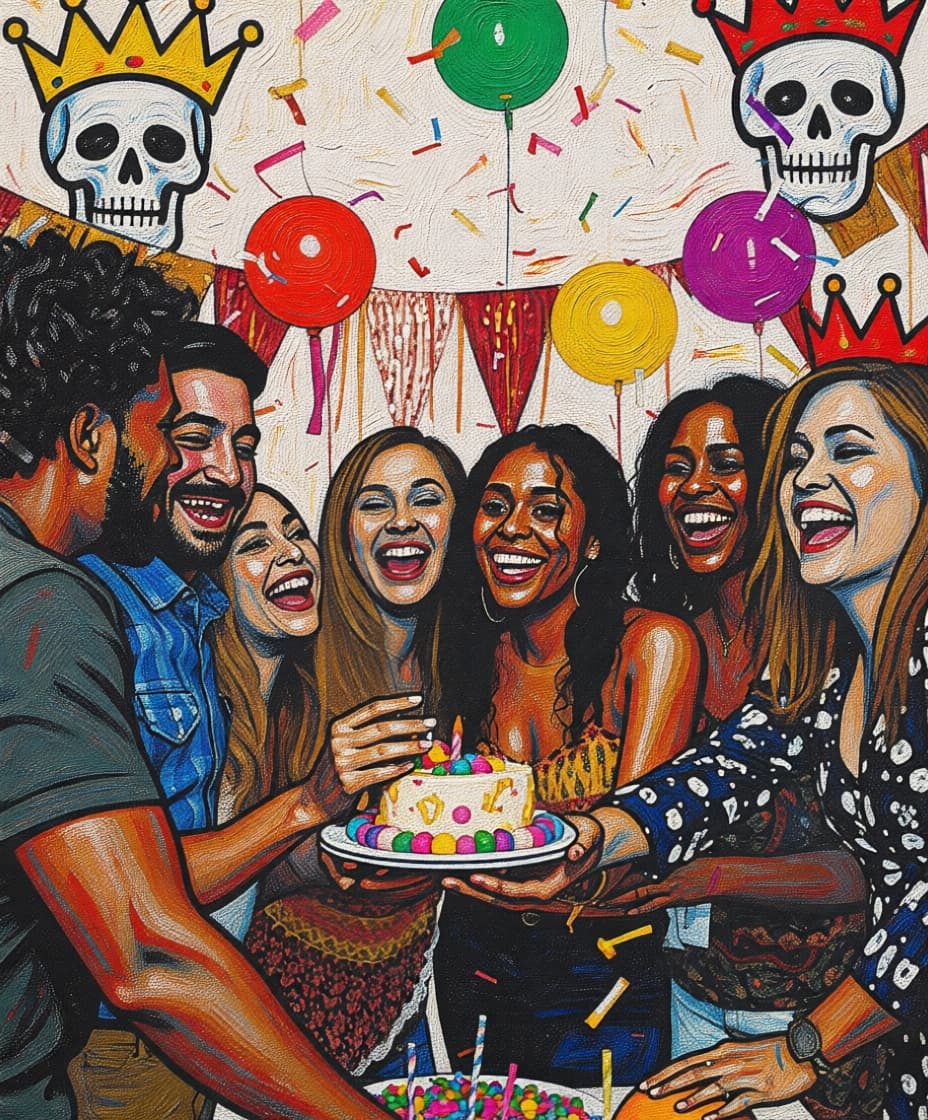 Feest in Neo-Expressionisme stijl