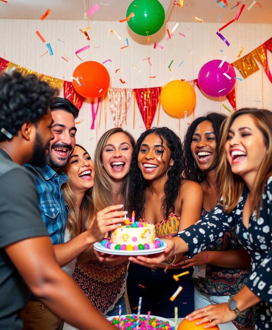Vriendengroep op feestje