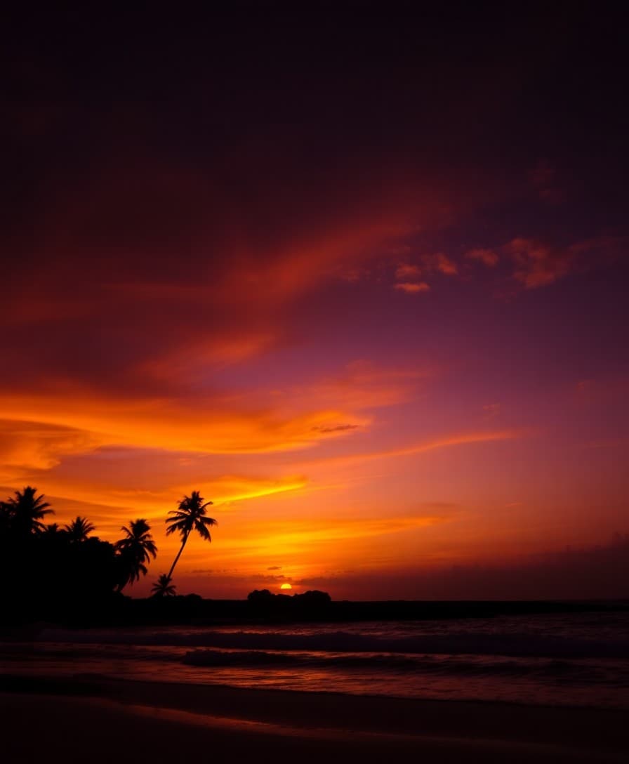 Zonsondergang op tropisch strand